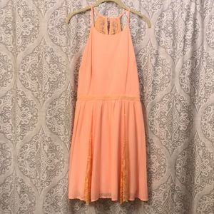 Peach sundress with lace detailing